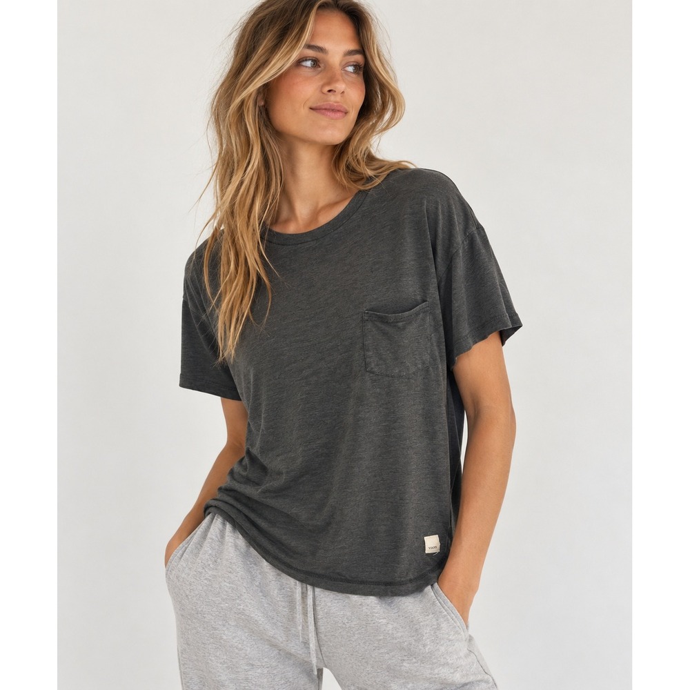 Vuori Pocket Tee Womens XL Gray Short Sleeve Relaxed Scoop Neck Activewear Soft